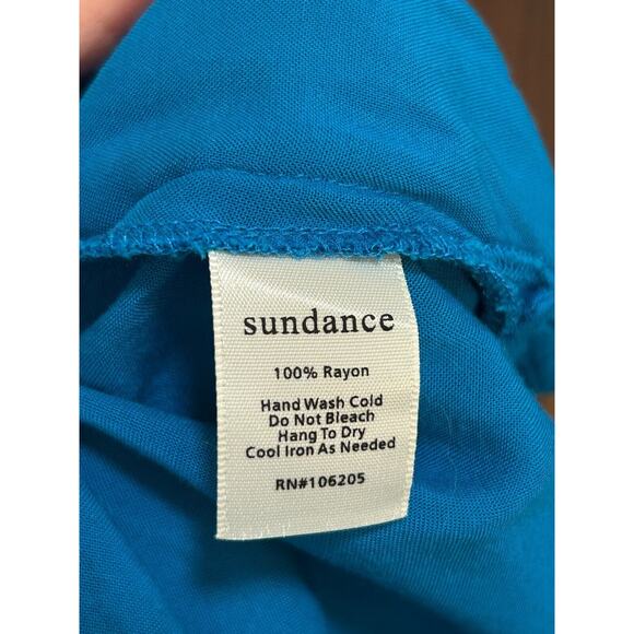 Sundance Women's Blue Crinkle Pleated Long Sleeve Button Up Blouse Top Size M - Picture 4 of 7